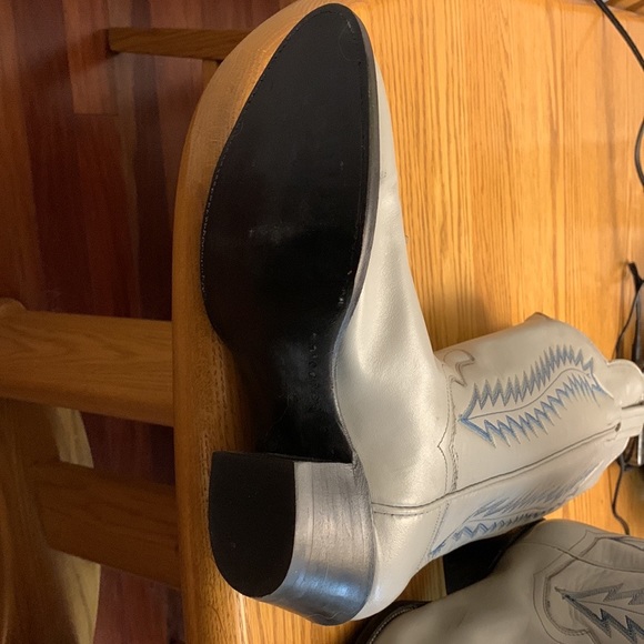 Unused Light Grey with Blue Panhandle Slim cowboy boots 👢 size 8 1/2 B width - Picture 9 of 12